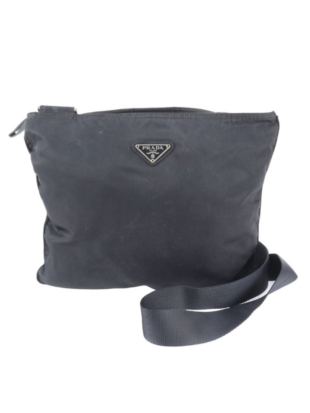 Prada Tessuto Nylon Triangle Logo Leather Shoulder Bag Crossbody Messenger